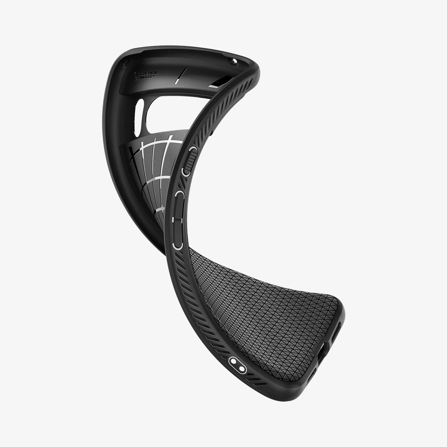 ACS06311 - Pixel 8 Pro Case Liquid Air in matte black showing the case bending to show the flexibility